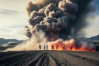 印尼伊布火山喷发现场：探险者在火山灰中的欢乐冒险